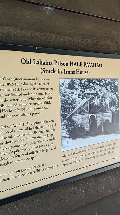 image of sign on the gate of the Old Lahaina Prison